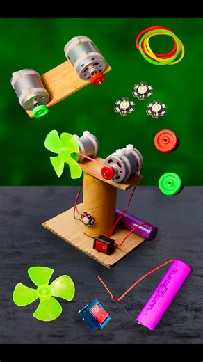1 Science experiment item made in cardboard dynamo motor white LED battery #shorts