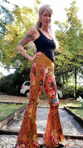 Art Deco Rose Flare Pants: High Rise Studded Bell Bottoms - Etsy