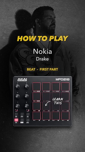Melodics on Instagram: "Learn How to Play the Beat for “Nokia” by Drake 🥁 Described as a “sweaty atlanta bass beat” starting at 126bpm, this is sure to inspire any producer looking to make beats like this! ✨ Produced by: Elkan 🎧 1.Start with the kicks 2.Add clap and snares 3.Layer with the closed hats 4.And finish it off with the open hats Featuring the @akai_pro MPD218 🔥 👍Enjoyed this tutorial? Like, share, and follow for more! 💬Got questions or requests? Drop them in the comments! #howtop