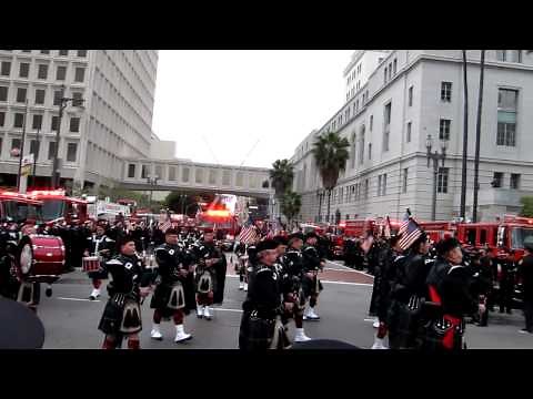 LAFD firefighter Glenn Allen funeral march from LA City Hall