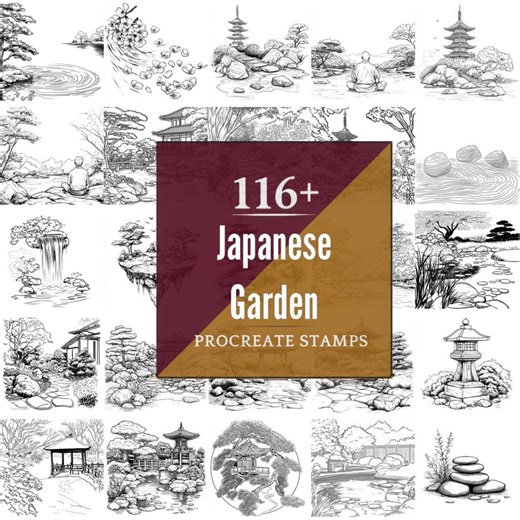 Japanese Garden Procreate Brushes & PNG Bundle | 116  Designs (digital Download) - Etsy