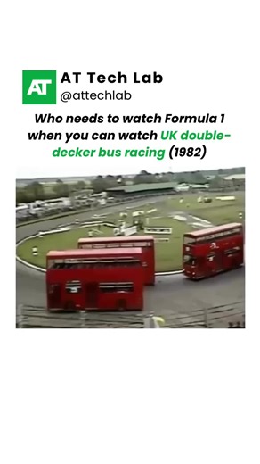 Throwback to the World of Sport double-decker bus race held in Northampton in 1982. Two Daimler Fleetlines competed head-to-head on the track, with Terry Tellyn and Chris Critchett contending for the lead in bus number four. Sponsored by Acorn Computers, the event delivered intense and unpredictable action, and even raised some questions about how genuine the competition truly was. #busrace