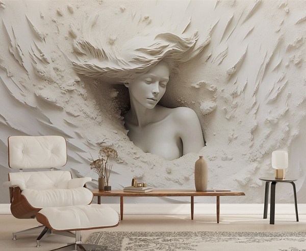 3D Illusion Woman Wallpaper - Realistic Mural Art Wallpaper, Woman Face Peel and Stick Art Wall Mural, Color Customizable Wallpaper - Etsy