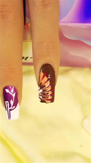 brown and orange nail art design | abstract nails | Easy Nail Art | simple nail art | nail tutorial