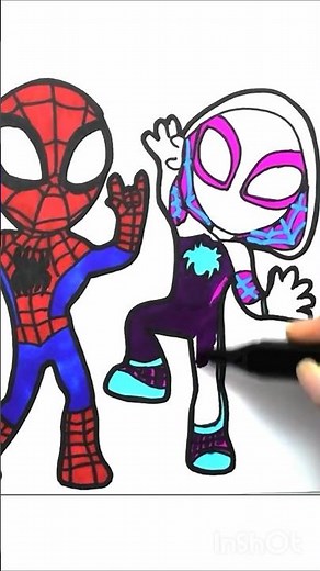 Coloring Spidey & Miles Morales #spiderman #art #shorts