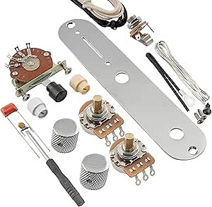Musiclily Pro Guitar Tele DIY Wiring Kit Upgrade for American Style Telecaster with Control Plate 3-Way Switch and A250K Pots, Chrome