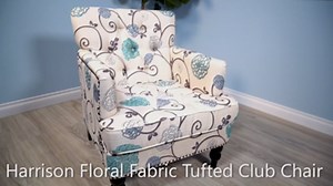 Christopher Knight Home Harrison Fabric Tufted Club Chair, White / Blue (29.5"D x 28"W x 33.5"H)