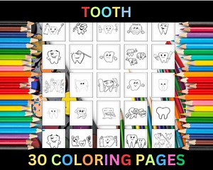 Printable Tooth Coloring Pages for Kids & Adults | 30 Pages | Instant Digital Download PDF | Teeth Dental Anatomy Health Coloring Sheets - Etsy UK