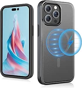 MYBAT PRO Magnetic Case for iPhone 15 Pro Case 6.1 inch, Compatible with MagSafe, Slim Fuse Series Case Hard PC + Soft TPU Dual-Layered Military Grade Drop Shockproof Protective Cover, Black