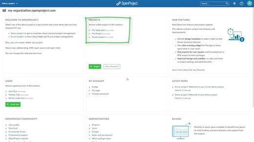 OpenProject Projects Introduction