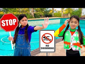 Emma and Charlotte Kids Stories about Swimming Pool Rules - Videos For Kids