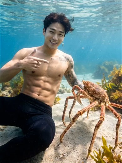 Human x Japanese Spider Crab Transformation Fusion Morph #fusion #ai #livewallpaper #aiart #transform