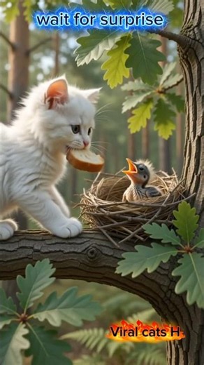 🐦 Kitten Saves a Hungry Baby Bird 🍎❤️ | #cute #pets #catshorts #shorts #kitty #tabby #kittenrescue