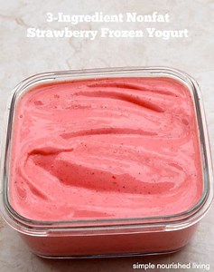 3-Ingredient Non-Fat Strawberry Frozen Yogurt | Simple Nourished Living