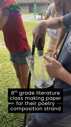 Maui Preparatory Academy on Instagram: "Not only did the 8th grade literature class compose original poetry, but they made their own paper to present their final compositions on."