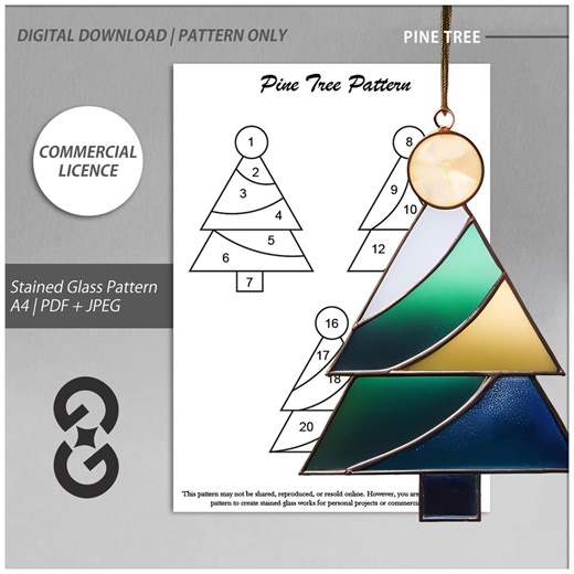 3 Christmas Tree Stained Glass Patterns – 3 Unique Designs – Digital Download (PDF & JPG) - Etsy