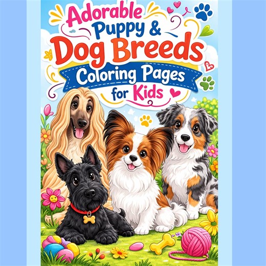 Cute Dog Coloring Pages / Printable Kids PDF - Etsy