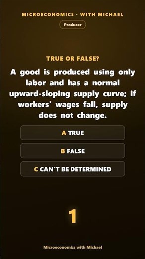True or False? A good is produced using only labor and has a normal upward-sloping supply curve; if