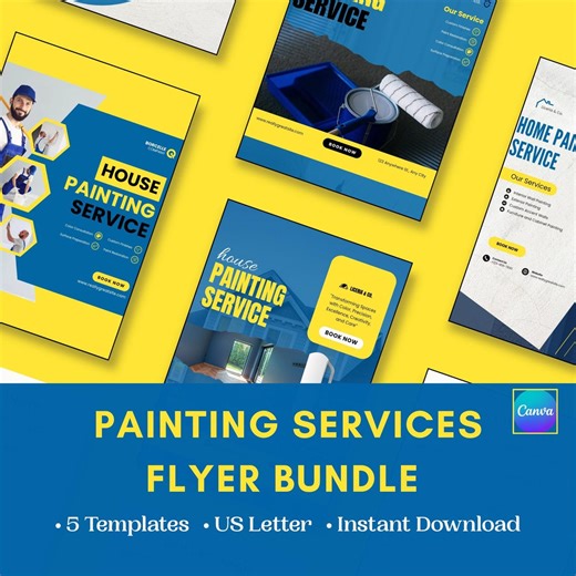 Painting Services Flyer Template Bundle, Editable Canva Design (digital Download) - Etsy
