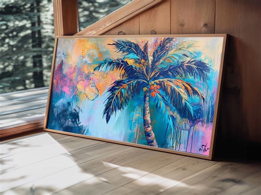 Palm Tree Canvas Print: Coastal Boho Wall Art - Etsy