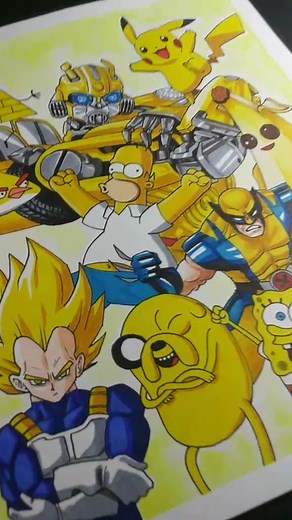 Dibujé Solo Personajes Amarillos en YouTube