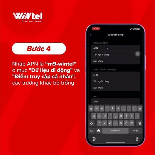 Hướng dẫn cài đặt Điểm truy cập mạng (APN) Wintel trên thiết bị IOS