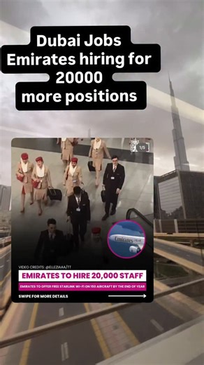 Mritunjay Mishra on Instagram: "Dubai job seekers! 🚨 Emirates announces 20,000+ new jobs in Dubai ✨ Hiring across cabin crew, pilots, engineering & corporate roles 💼 If you’re planning a career move in UAE — this is your sign #DubaiJobs #EmiratesCareers #UAEHiring #DubaiLife #JobAlert"