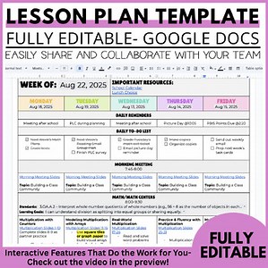 Digital Weekly Lesson Plan Template | EDITABLE Planner