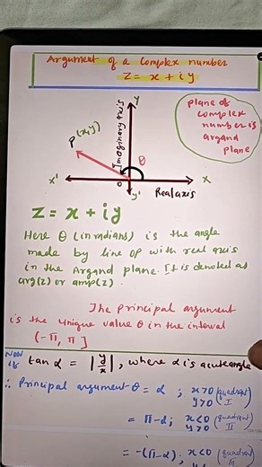 argument or amplitude arg(z) of complex numbers 11th Maths