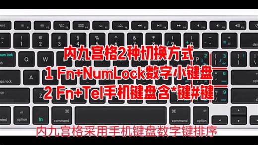 莫科思谛解决方案，内九宫格数字键2种切换方式：1.Fn+NumLock切换成数字小键盘，含加减乘除运算符；2.Fn+Tel切换成手机键盘，含*键和#键。