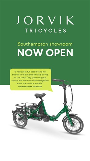 Find your freedom on three wheels at our brand new Jorvik Tricycles showroom in Southampton. 🚲💚 Whether you’re looking for extra stability, a little electric boost, or just the confidence to ride again - we’ve got a trike to suit you. Come along, meet our friendly team, and discover how comfortable and easy riding can be. | Jorvik Tricycles of York