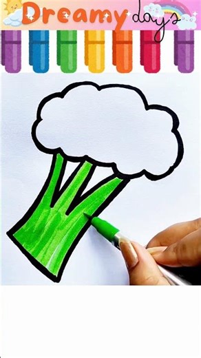 Draw and Color a Broccoli | Easy Broccoli Drawing for Kids #art #easydrawing
