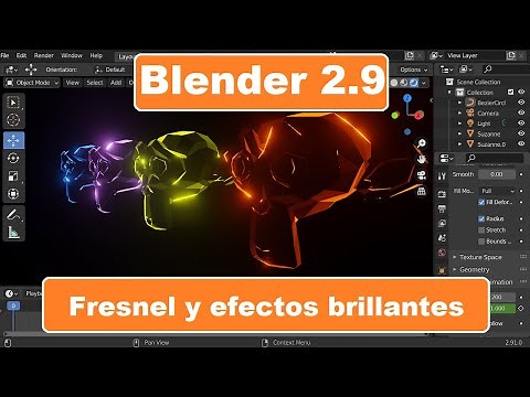 Como usar fresnel y efectos brillantes en blender 2.9 y 2.8 - Tutorial en Español