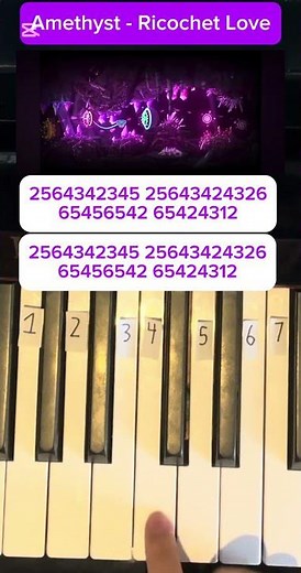Amethyst - Ricochet Love Easy Piano Tutorial (With Numbers) - Geometry Dash