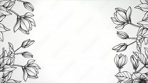 Black and white flowers pattern, motion holidays, romantic and wedding style background