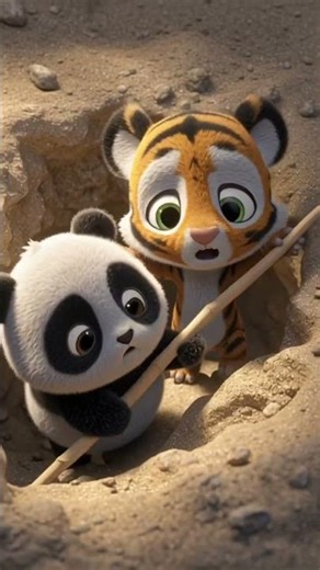 “Panda and Tiger: The Lost-in-the-Pit Adventure!😂