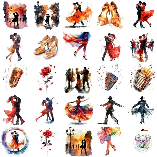 Watercolor Tango Clipart: Passionate Dance Illustrations (digital Download) - Etsy Hong Kong
