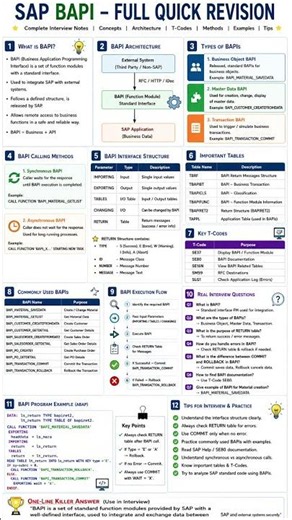 SAP BAPI Full Quick Revision in 60 Seconds 🚀 | SAP ABAP Interview Questions & BAPI Cheat Sheet