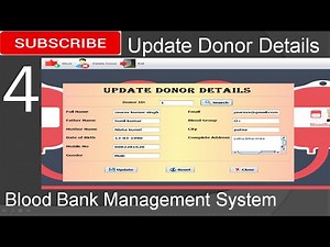 4. Blood Bank Management System in java - Update Donor Details Page (JFrame, Mysql, Netbeans IDE)