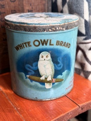 Antique White Owl Brand Cigar Tin Canister Blue Version c.1920s | eBay