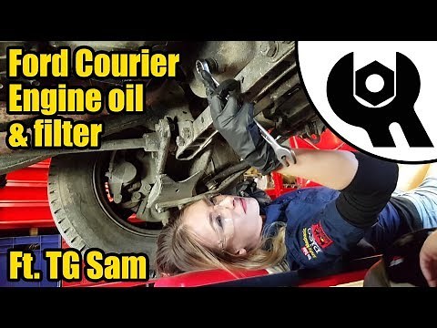 Ford Courier (1993) Engine oil & filter change Ft.Tool Girl Sam #1839