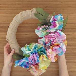 Make this colorful wreath using markers, water, coffee filters, paper towels, and burlap. Perfect for a Mother's Day gift, plus it makes a great science activity for kids, where they can learn about how the color travels through the filter and spreads by diffusion. View more Crayola activities at www.ssww.com/blog/5-simple-crayola-craft-activities-kids | S&S Worldwide | Facebook