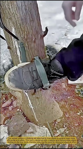 This is the Process of Tree Climbing with Special Aids for Efficiency