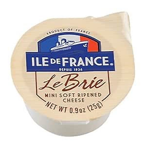 Ile de France Brie Cheese - 60 Soft Ripened French Cheeses, 0.9 oz Mini Brie Individual Cheese - Easy to carry Brie Bites from The Cheese Lover Shop