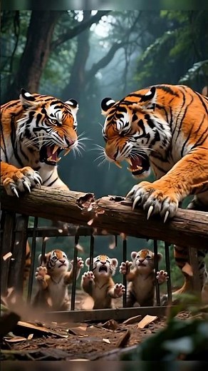 Mother Tiger Crying 😭 Rescues Her Cubs | Emotional Animal Story 🐯 #tigerrescue #wildliferescue #ai
