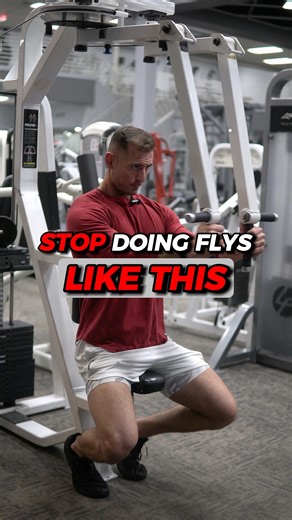 Machine flys are best used with a full range of motion while focusing on the stretch at the bottom of each rep. ⏬ Here's How to Do It: 1.) Make sure the machine is adjusted back far enough to get a big range of motion without the weight stack hitting at the bottom of each rep. 2.) Make sure your arms are directly out to your side or slightly behind you at the bottom of each rep. Bigger range of motion = Bigger Stretch = Better Gains 💪🏻 Make sure to save this video and follow for more value. Le