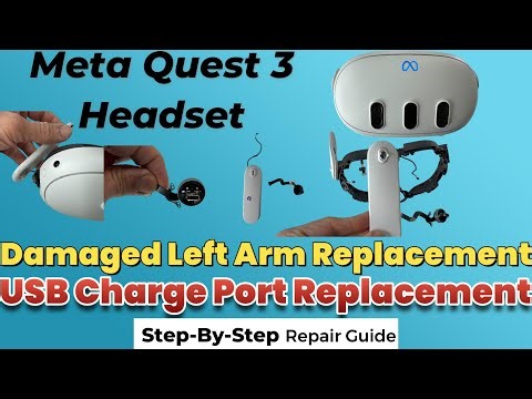 Meta Quest 3 Headset - Left Speaker Arm & Charge Port Step-By-Step Replacement Guide