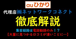 【※評判】ネットワークコネクトのauひかりを分析と解説【勧誘アリ？】