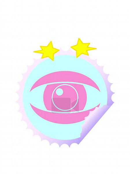 spinning stars animation of staring eye graphic vector circular peeling sticker Stock Video Footage - Alamy