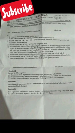 CC-110 | Digital Logic Design | 2026 paper Resit #cs